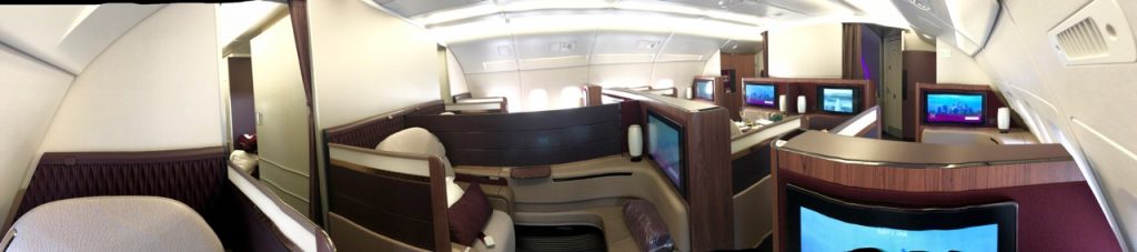 qatar airways first class airbus 380 a380 doh fra oberdeck oneworld